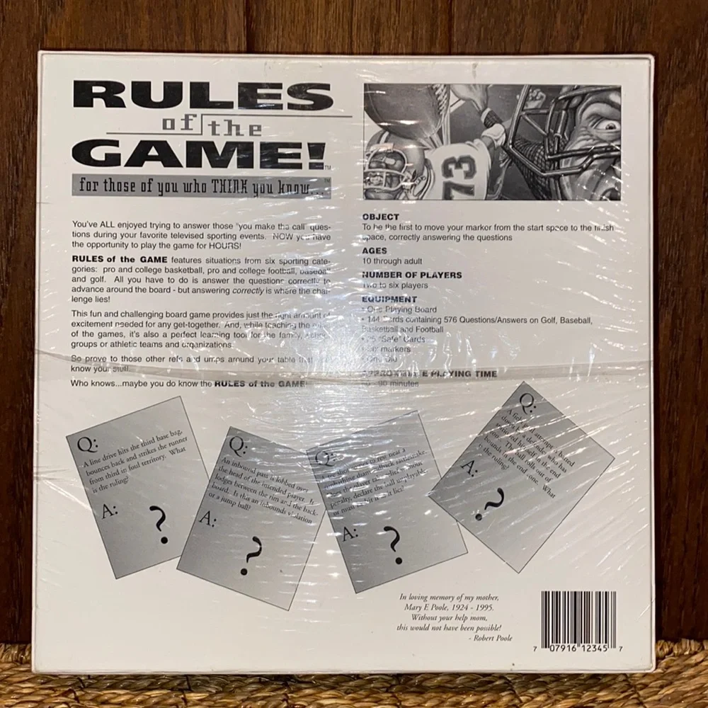 Vintage Board Game, Rules of the Game by Game Technologies Inc., 1995# NWT